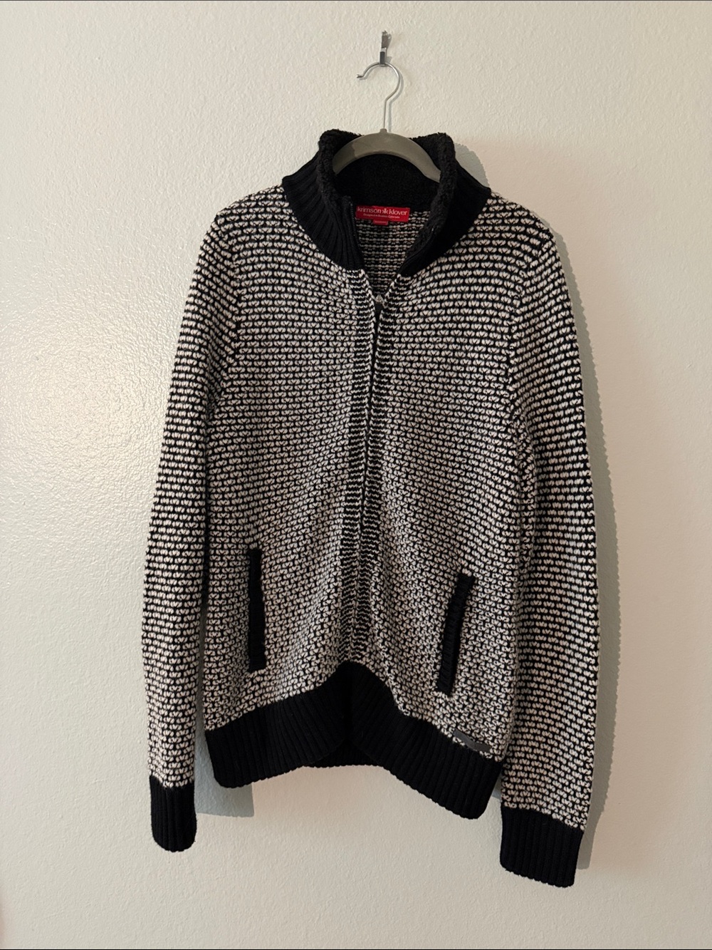 Krimson Klover Black & White Textured Zip-Front Jacket